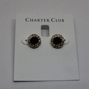 Charter Club Gold Tone Pave & Stone Halo Stud Earr